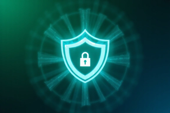 Secure data lock icon with digital shield